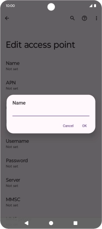 Key in Vodafone Internet and press OK.
