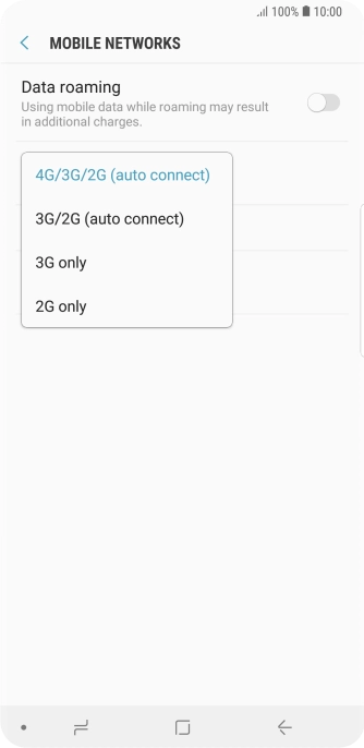 Press the required network mode. Press the required network mode.
