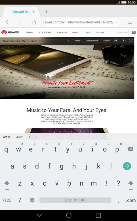 Key in the address of the required web page and press arrow right.