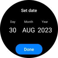 Slide your finger up or down on the screen to set the required date. Slide your finger up or down on the screen to set the required date.