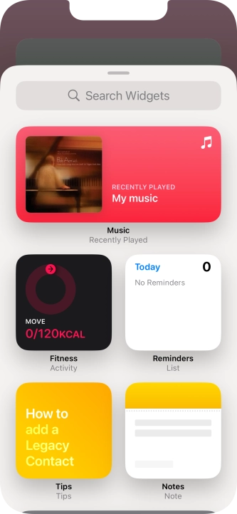 Press the required widget.