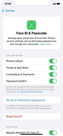 Press the indicators next to the required settings to turn them on or off.