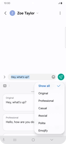 Press the required style of writing.