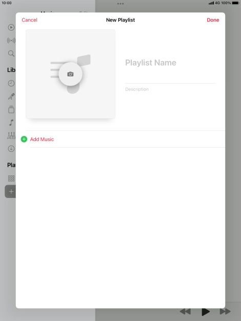 Press the text input field and key in a name for the playlist.
