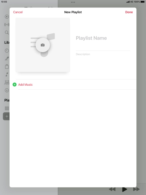 Press the text input field and key in a name for the playlist.