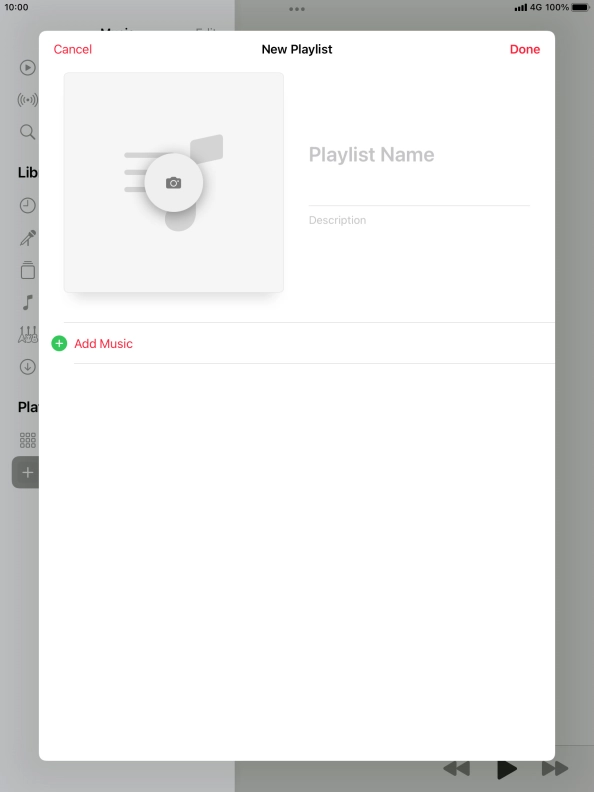 Press the text input field and key in a name for the playlist.