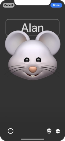 Press the name field and follow the instructions on the screen to select the required font and colour for your name on the Contact Poster.