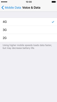 Press the required network mode.