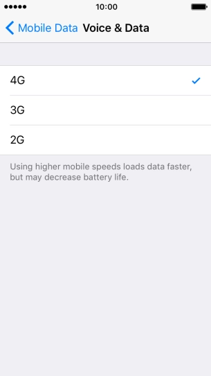 Press the required network mode.