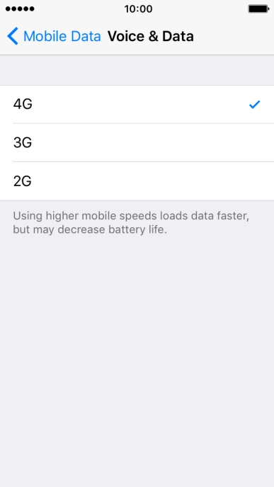 Press the required network mode.
