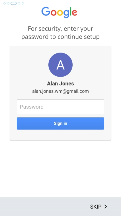 Press Password and key in the password for your Google account.