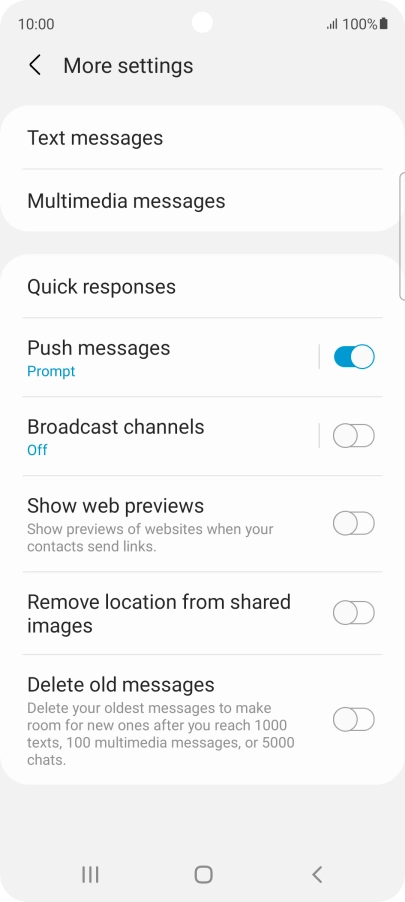 Press Text messages.