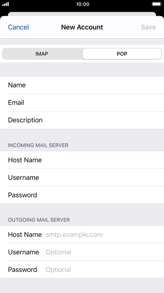 Press Host Name and key in the name of your email provider's outgoing server. Please note that if you can't send email messages when using your email provider's outgoing server, key in smtp.vodafone.net.au (Vodafone's outgoing server).