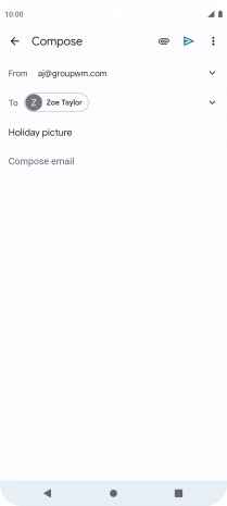 Press the text input field and write the text for your email message.