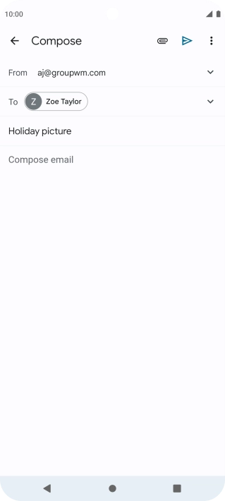 Press the text input field and write the text for your email message.