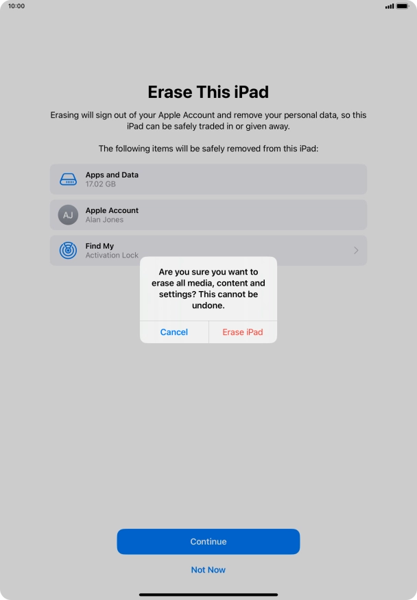 Press Erase iPad. Press Erase iPad.