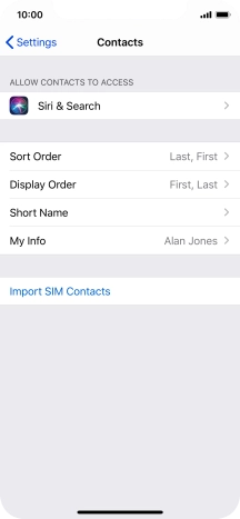 Press Import SIM Contacts.