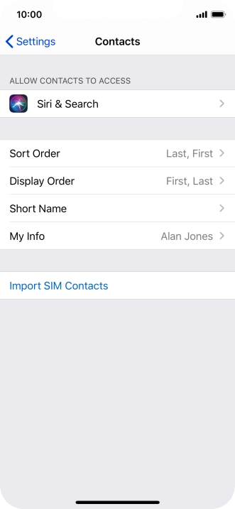 Press Import SIM Contacts.