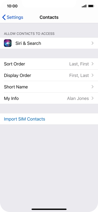 Press Import SIM Contacts.
