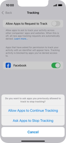 If you turn off the function, press the required setting.