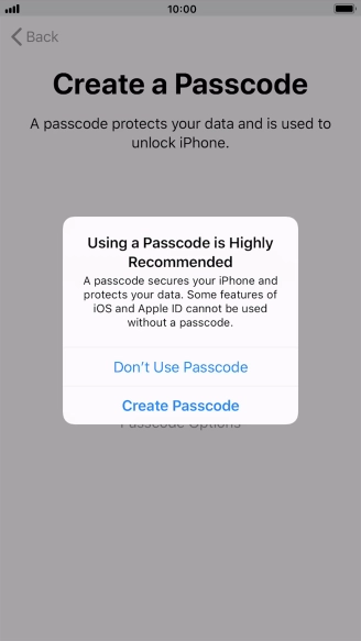 If you turn off the function, press Don't Use Passcode.