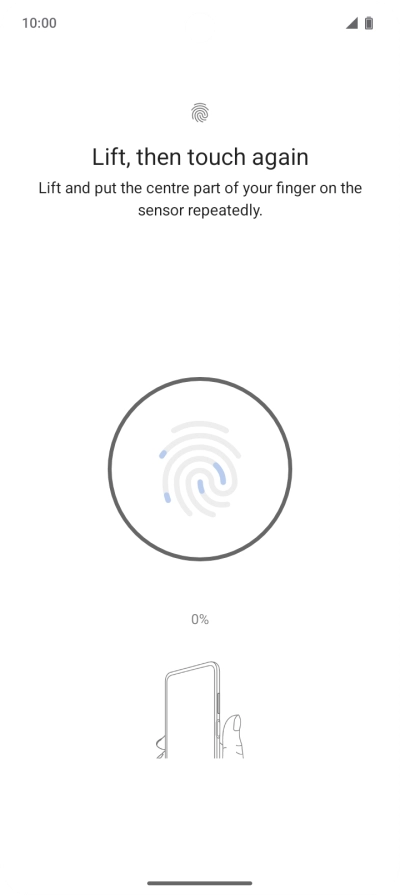 Follow the instructions on the screen to create the phone lock code using your fingerprint. Follow the instructions on the screen to create the phone lock code using your fingerprint.