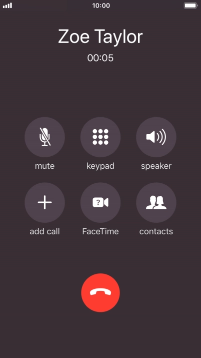 Press the end call icon to end the call.