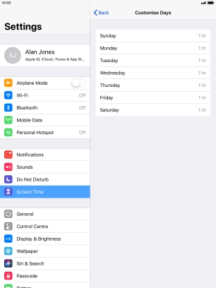 Press the required days. Press the required days.