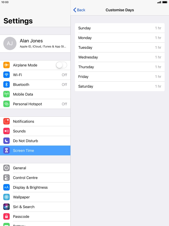 Press the required days. Press the required days.