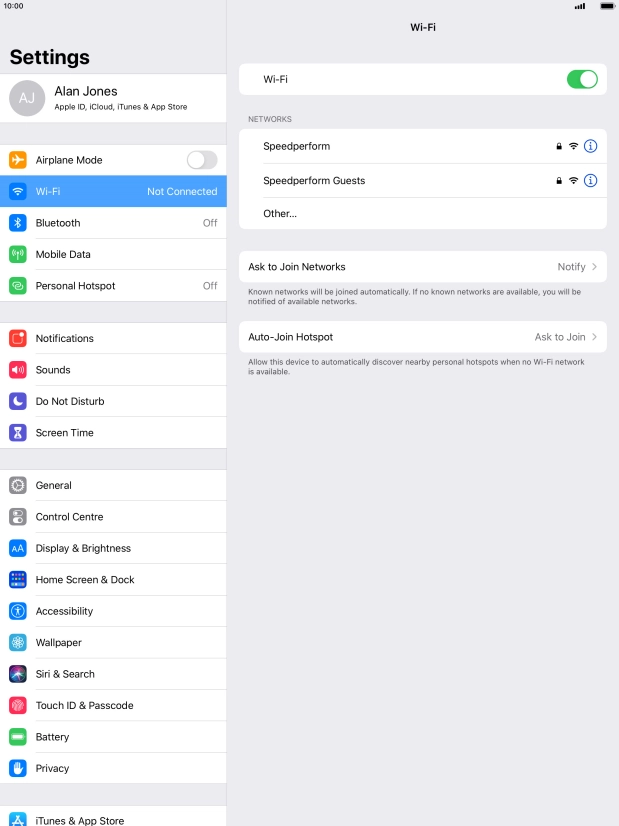 Press the required Wi-Fi network and key in the password for the Wi-Fi network.