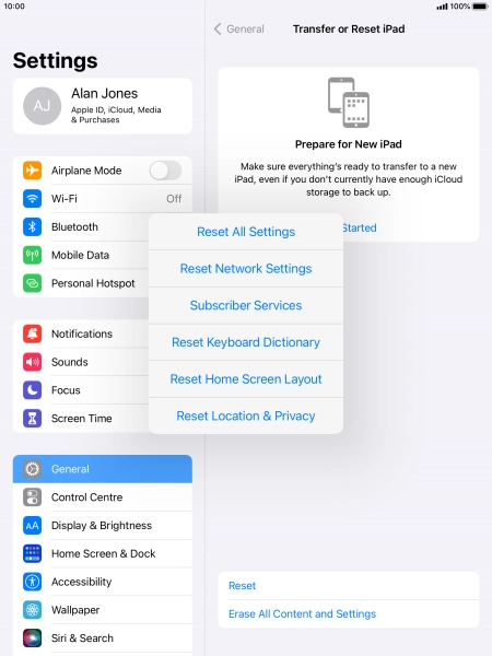 Press Reset All Settings. Press Reset All Settings.