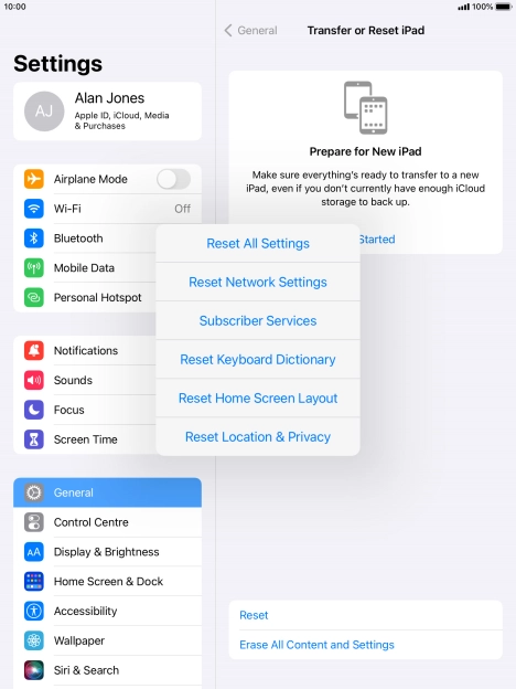 Press Reset All Settings.