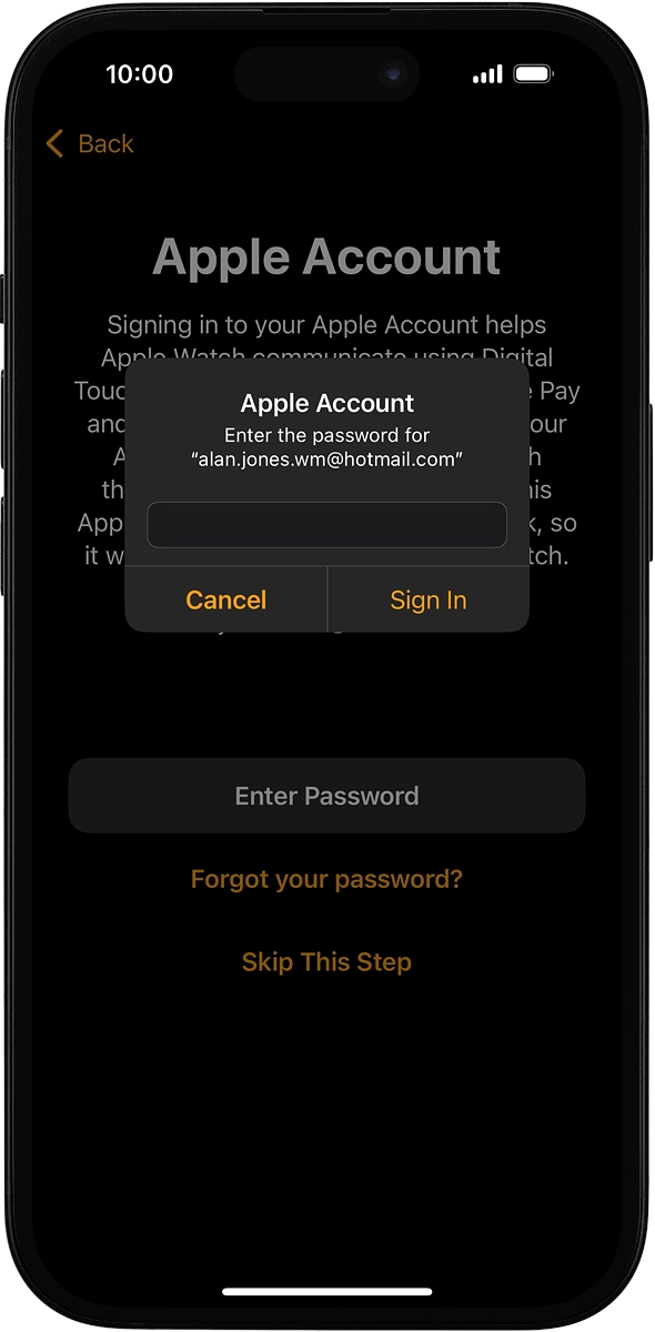 On your phone: Key in the password for your Apple ID and press Sign In.