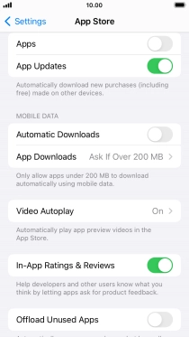 Press the indicators next to the required content types to turn the function on or off.