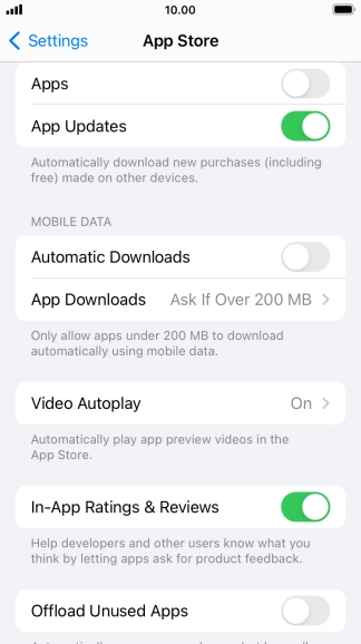 Press the indicators next to the required content types to turn the function on or off.