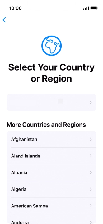 Press the required country or area.
