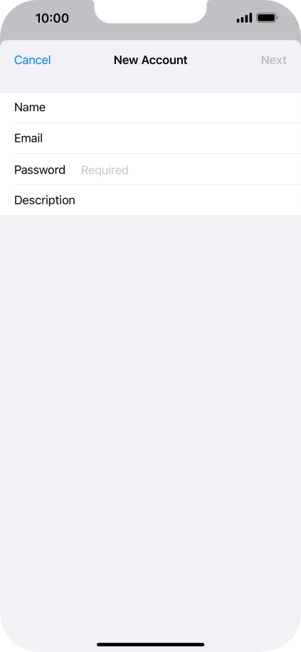 Press Password and key in the password for your email account.