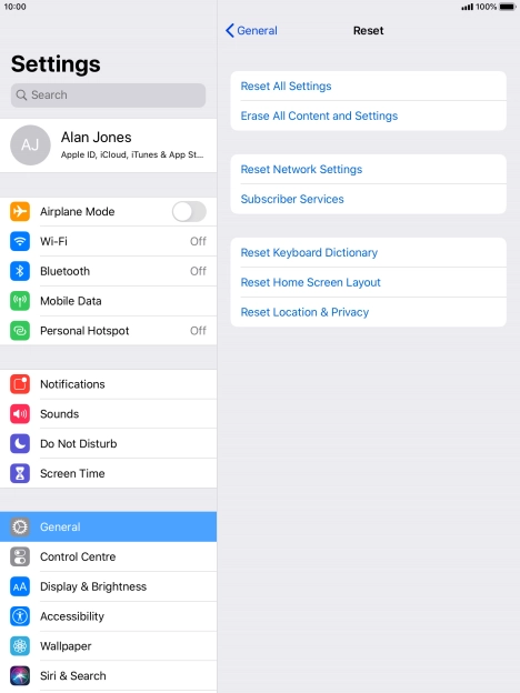 Press Reset All Settings.
