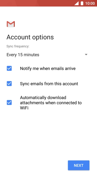 If this screen is displayed, you email account has been recognised and set up automatically. Follow the instructions on the screen to key in more information and finish setting up your phone.