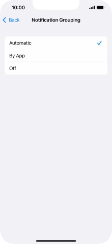 Press the required setting.