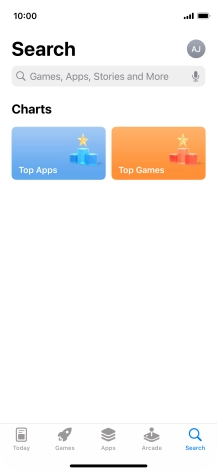 Press the search field and key in the name or subject of the required app.
