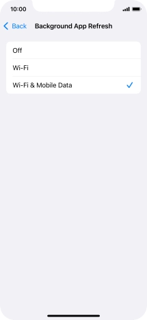 To turn off background refresh of apps, press Off.