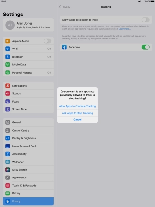 If you turn off the function, press the required setting.
