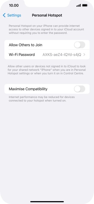 Press Wi-Fi Password and key in the required password.
