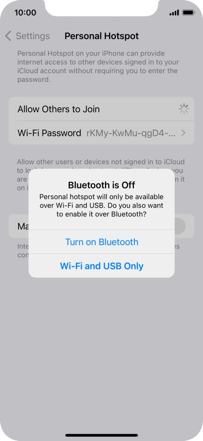 If Wi-Fi is turned on, press Wi-Fi and USB Only.