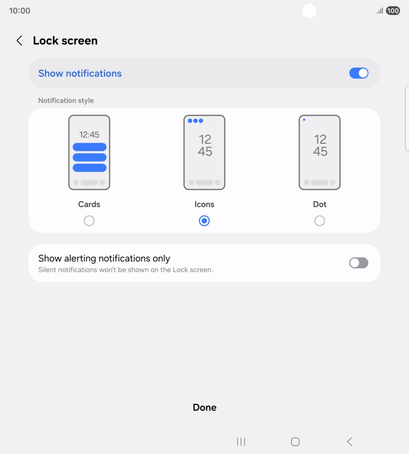 Press the required settings to turn them on or off.
