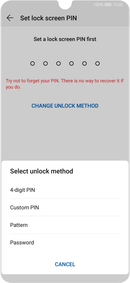 Press the required phone lock code and follow the instructions on the screen to create an additional phone lock code.