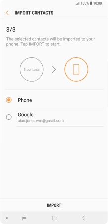Press IMPORT. Press IMPORT.