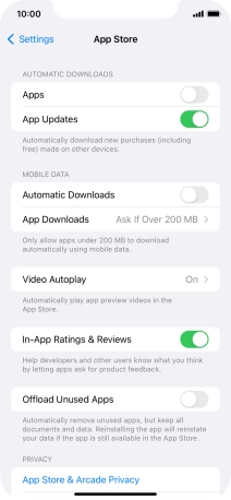 Press the indicators next to the required content types to turn the function on or off.