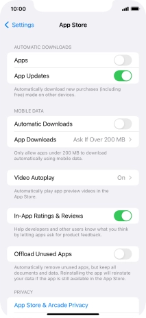 Press the indicators next to the required content types to turn the function on or off.